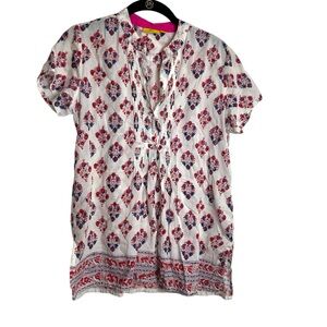 Roller Rabbit Block Print button blouse EUC SZS